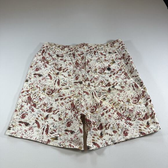 Insight Mens Shorts Sz Small Beige Red Patterned Stretch Hybrid Trunks Pockets - Picture 4 of 10